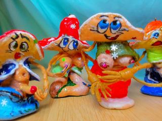 Selling handmade cotton wool figurines.