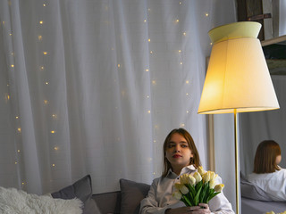 Hot baby with flowers