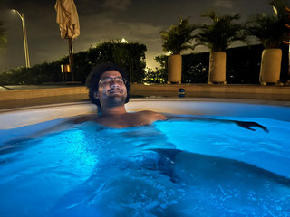 handsome man in a jacuzzi