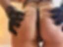 Margot's butt and hands in lace gloves