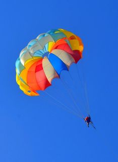 Airplane, sky, freedom, parachute.