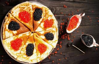 Pancakes with caviar