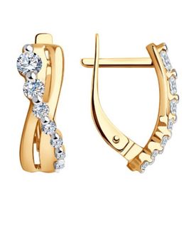 Gold earrings with cubic zirconia